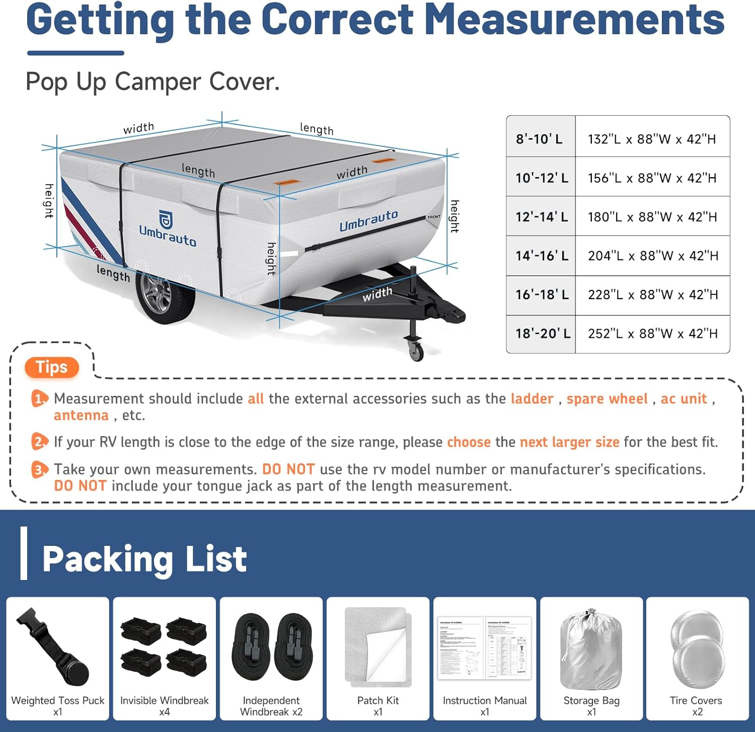 pop up tent trailer weight Umbrauto Pop Up Camper Cover, Folding Tent Trailers, 300D Silver Oxford, Waterproof, Windproof, Sun-Resistant, Tear-Resistant, Heavy-Duty RV Cover