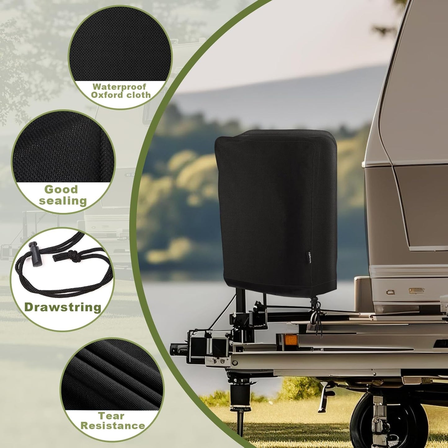 Umbrauto Electric Tongue Jack Cover – Universal Waterproof RV Trailer Hitch Cover, Durable Camper Accessory for Travel Trailers