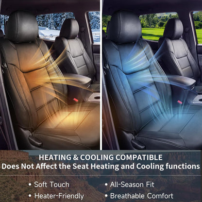 Truck Seat Covers for Toyota Tundra CrewMax Full Set Nappa Leather, 3D Laser-Scan Custom Fit, Waterproof, Easy-Clean, Full Coverage, Airbag Compatible, Pet&Scratch Protection
