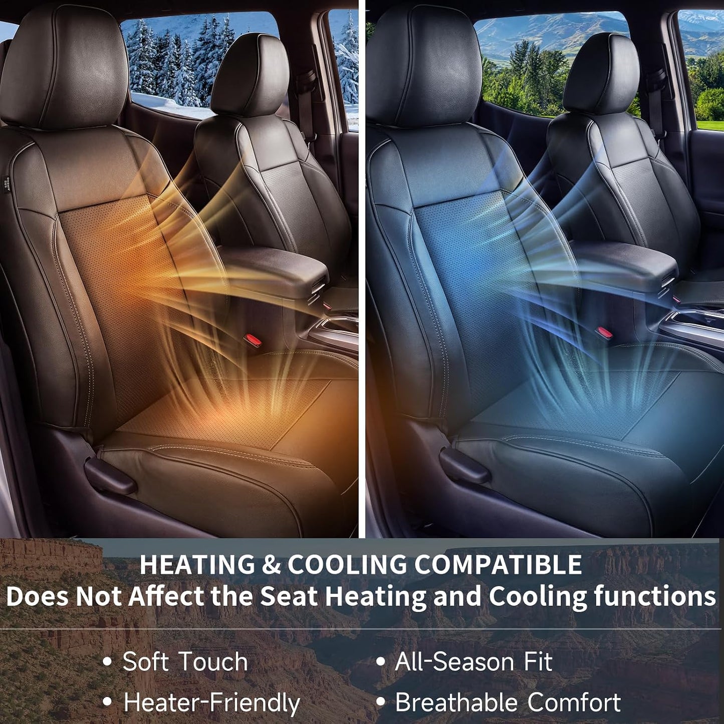 Umbrauto Seat Covers for Toyota Tacoma 2016-2023 Double & Crew Cab,Nappa Leather, 3D Laser-Scan Custom Fit, Waterproof, Easy-Clean, Full Coverage, Airbag Compatible, Pet & Scratch Protection