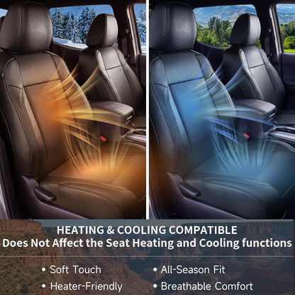 Umbrauto Seat Covers for Toyota Tacoma 2016-2023 Double & Crew Cab,Nappa Leather, 3D Laser-Scan Custom Fit, Waterproof, Easy-Clean, Full Coverage, Airbag Compatible, Pet & Scratch Protection