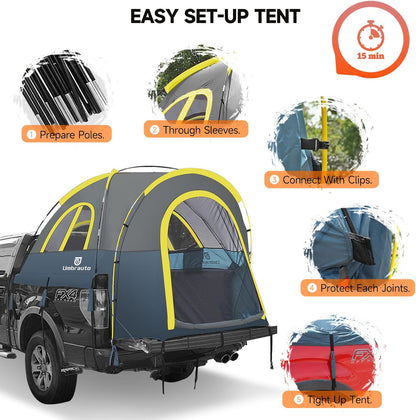 Click to see full view Truck Bed Tent 5.0' ~ 5.2': Easy Set Up Umburato Pickup Truck Tents for Camping, Waterproof PU3000mm Canopy for Truck Camper, Portable, Spacious for 2 Person