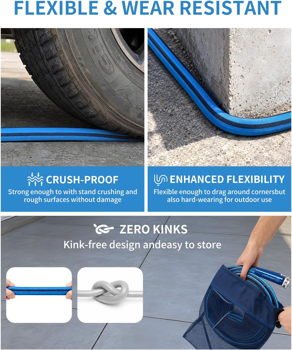 RV Drinking Water Hose, 5/8 Inch Potable Fresh Water Hose Premium Anti-Kink Design, BPA-Free & Leak-Free, Safe Drinking Water Hose for RV Camper Marine Garden