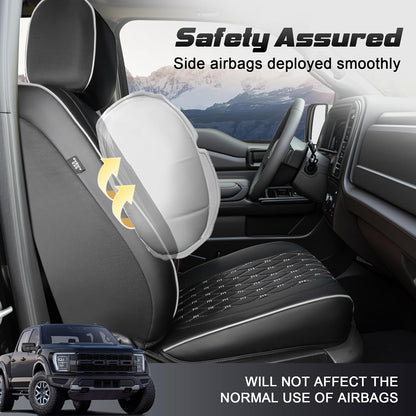 Seat Covers for F150 2015-2026 SuperCrew, 2017-2026 F250/F350/F450 Crew Cab,Nappa Leather, 3D Laser-Scan Custom Fit Super Duty 2017-2026 Crew Cab, Waterproof, Full Coverage, Airbag Compatible,Gray