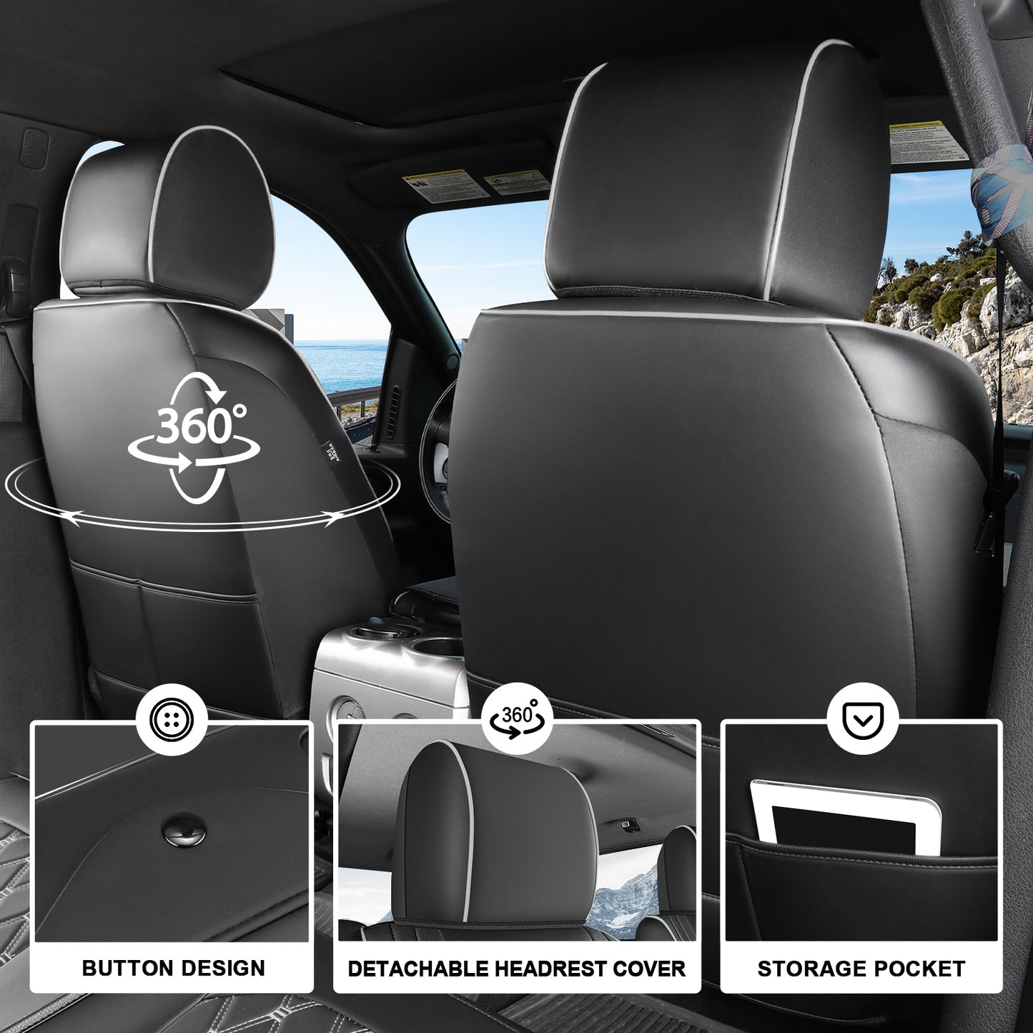 Umbrauto Truck Seat Cover Fit for Silverado and Sierra,Gray