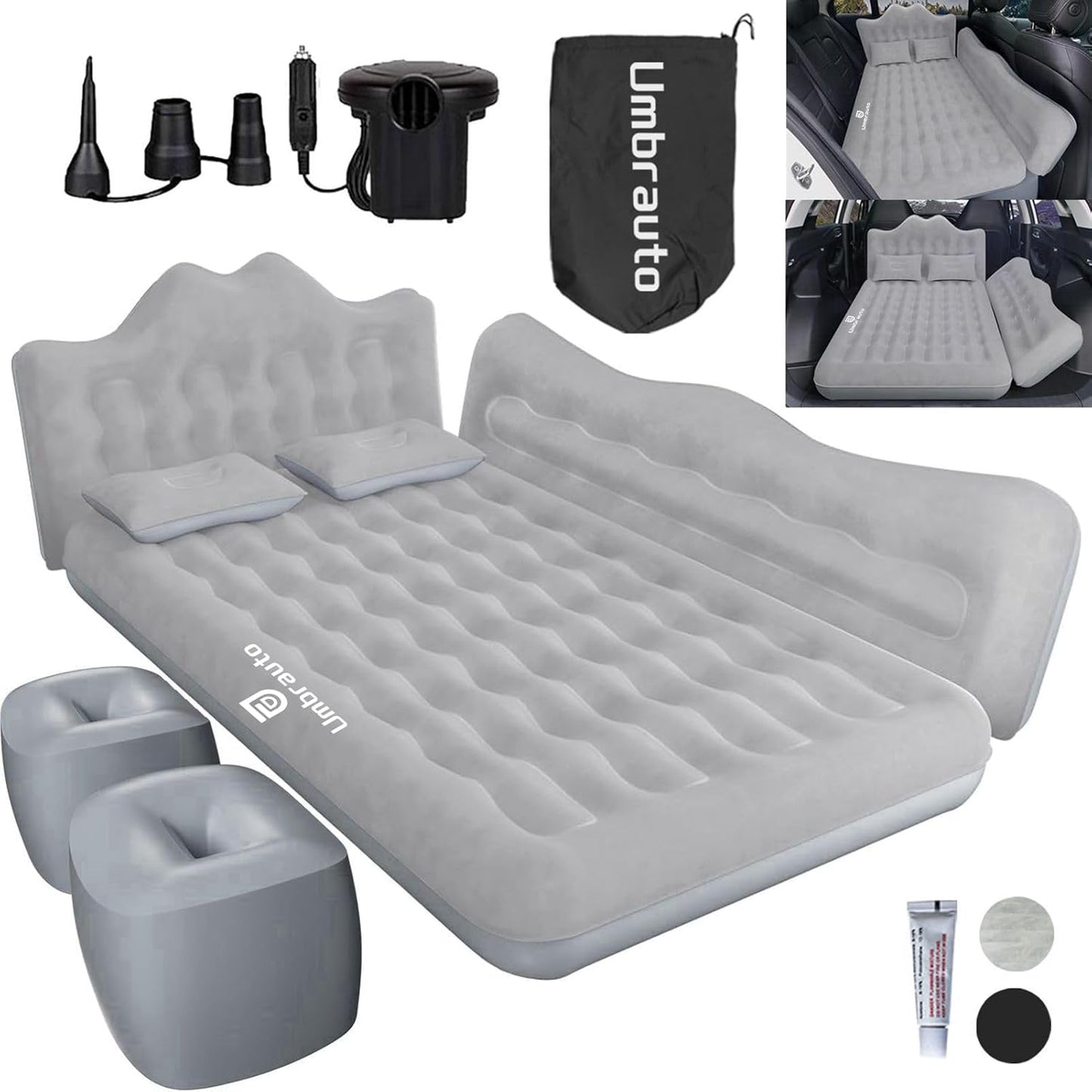 Umbrauto Back Seat Air Mattress 2.0 for Car Camping, Gray