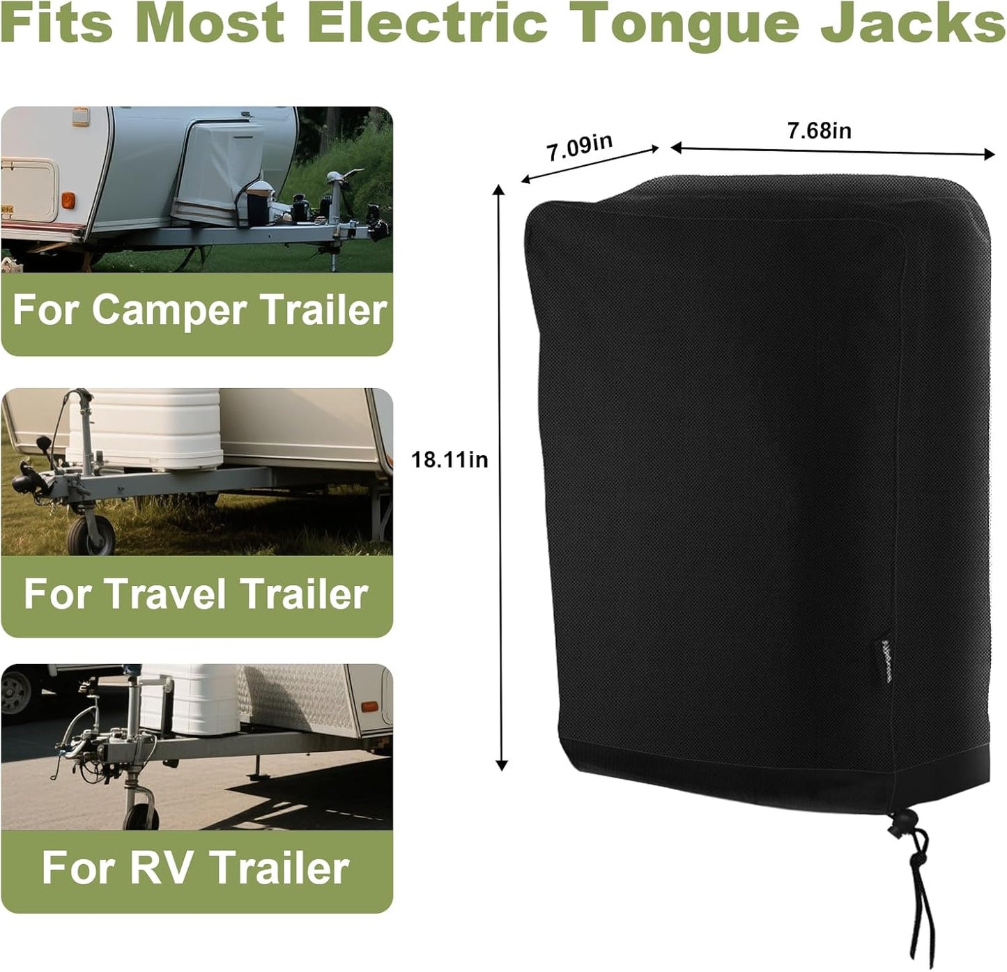 Umbrauto Electric Tongue Jack Cover – Universal Waterproof RV Trailer Hitch Cover, Durable Camper Accessory for Travel Trailers