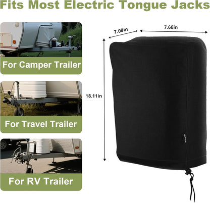 Umbrauto Electric Tongue Jack Cover – Universal Waterproof RV Trailer Hitch Cover, Durable Camper Accessory for Travel Trailers