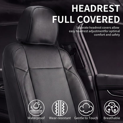 Umbrauto Seat Covers for Toyota Tacoma 2016-2023 Double & Crew Cab,Nappa Leather, 3D Laser-Scan Custom Fit, Waterproof, Easy-Clean, Full Coverage, Airbag Compatible, Pet & Scratch Protection