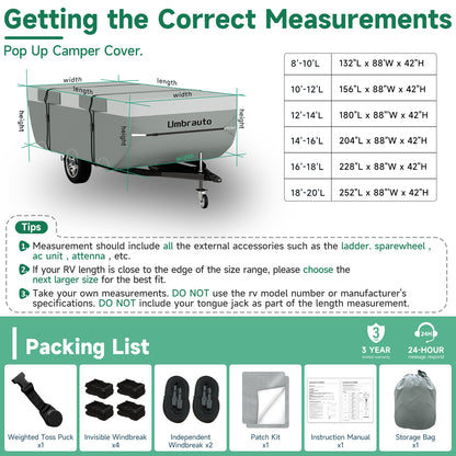 Umbrauto Pop Up Folding Camper Cover Upgraded 7 Layers Top 3 Layers Side,Grey