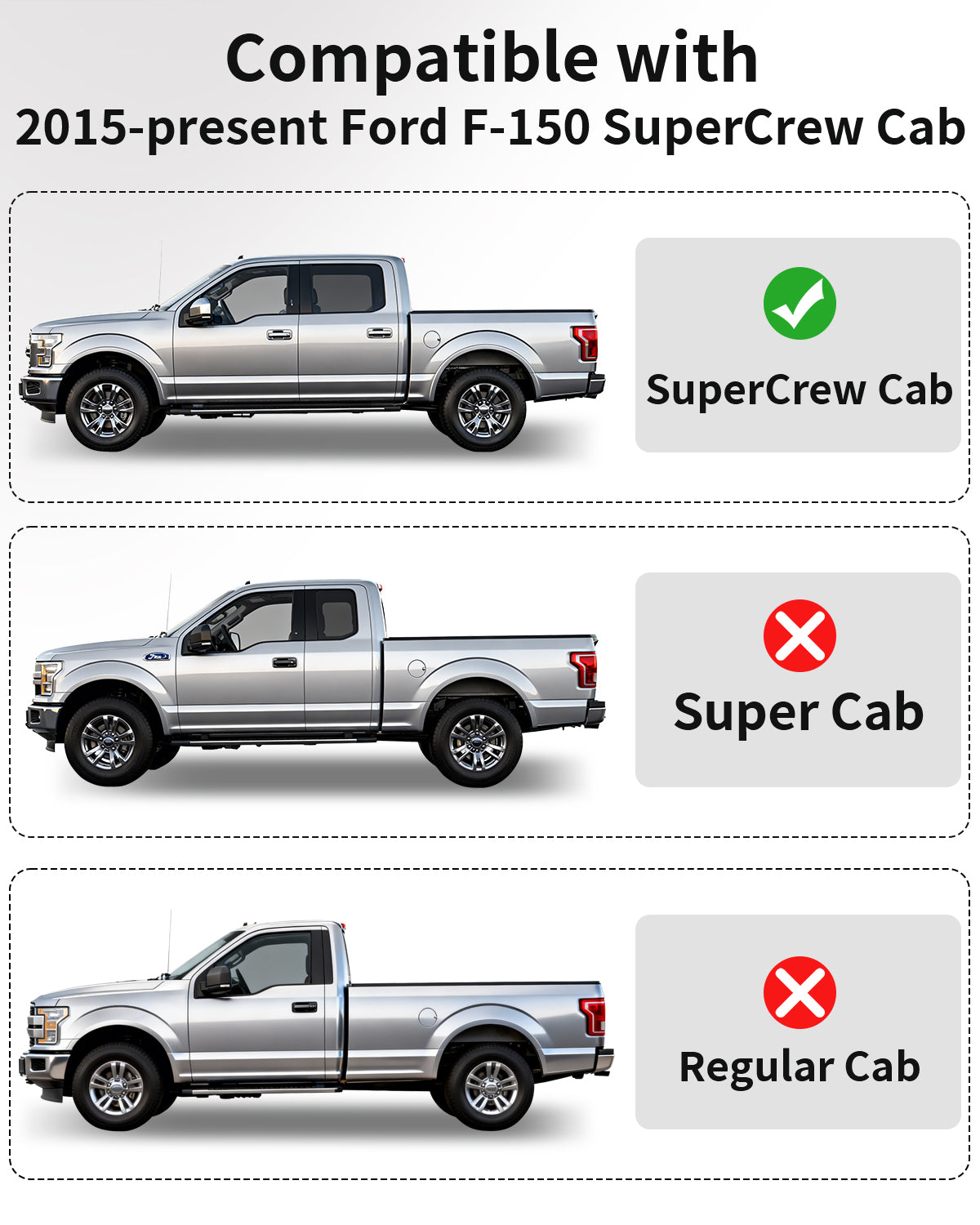 Tapis de sol toutes saisons Umbrauto pour Ford F150 SuperCrew 2015-2025 2026 & Lightning 2022-2026, tapis de sol en TPE sur mesure pour camion, étanches et résistants, couverture complète, arrière sans rangement plat repliable