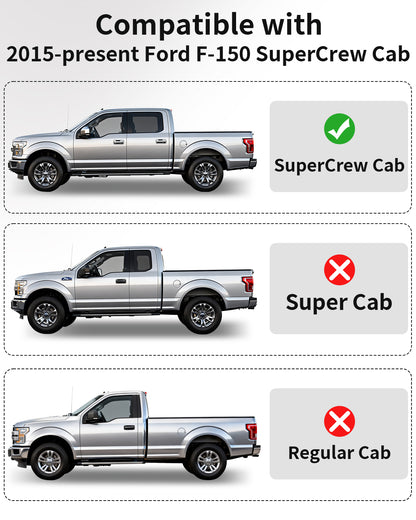 Tapis de sol toutes saisons Umbrauto pour Ford F150 SuperCrew 2015-2025 2026 & Lightning 2022-2026, tapis de sol en TPE sur mesure pour camion, étanches et résistants, couverture complète, arrière sans rangement plat repliable
