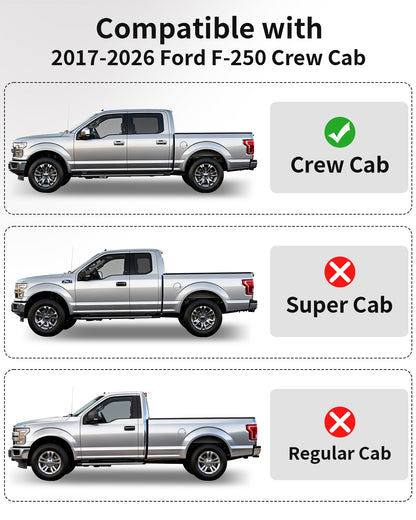 Umbrauto Custom Fit Floor Mats for Ford F250 F350 F450 2017-2025 2026 Super Duty Crew Cab, All Weather Protector TPE Truck Floor Liners for Front Bucket Seats, Rear W/Fold-Flat Storage, Carpet Floor