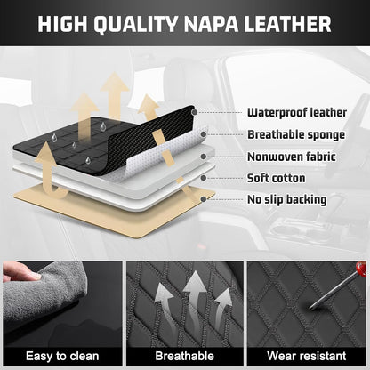 Umbrauto Seat Cover for Chevy Silverado/GMC Sierra 1500 2007-2013&2019-2026,3D Laser-Scan Custom Fit 2500/3500HD 2020-2026 Crew/Double Cab, Nappa Leather, Waterproof, Full Coverage, Airbag Compatible,Black