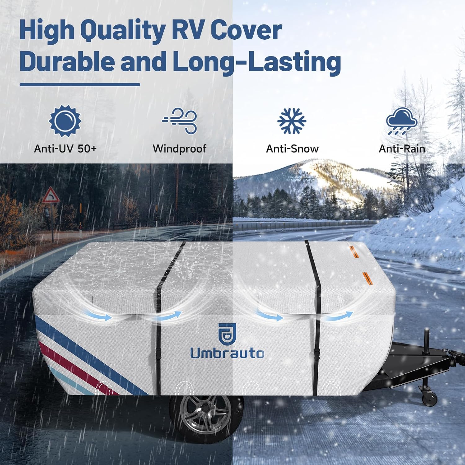 rv pop up tent Umbrauto Pop Up Camper Cover, Folding Tent Trailers, 300D Silver Oxford, Waterproof, Windproof, Sun-Resistant, Tear-Resistant, Heavy-Duty RV Cover