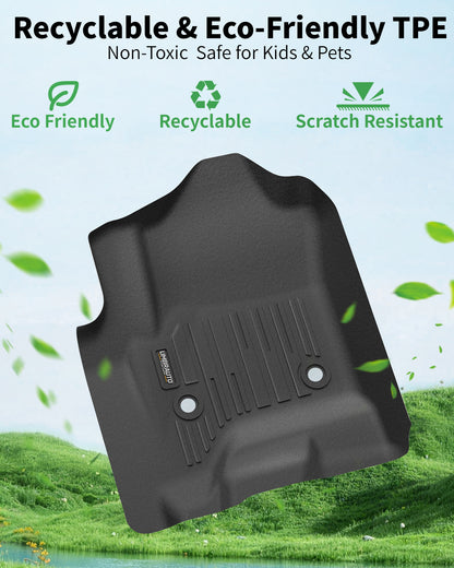 Umbrauto Custom Fit Floor Mats for Chevy Silverado/GMC Sierra Double Cab 1500 2014-2018, 2500HD/3500HD 2015-2019, All Weather TPE Truck Floor Liners for Carpet Floor, Front&Rear Row, Footwell Coverage