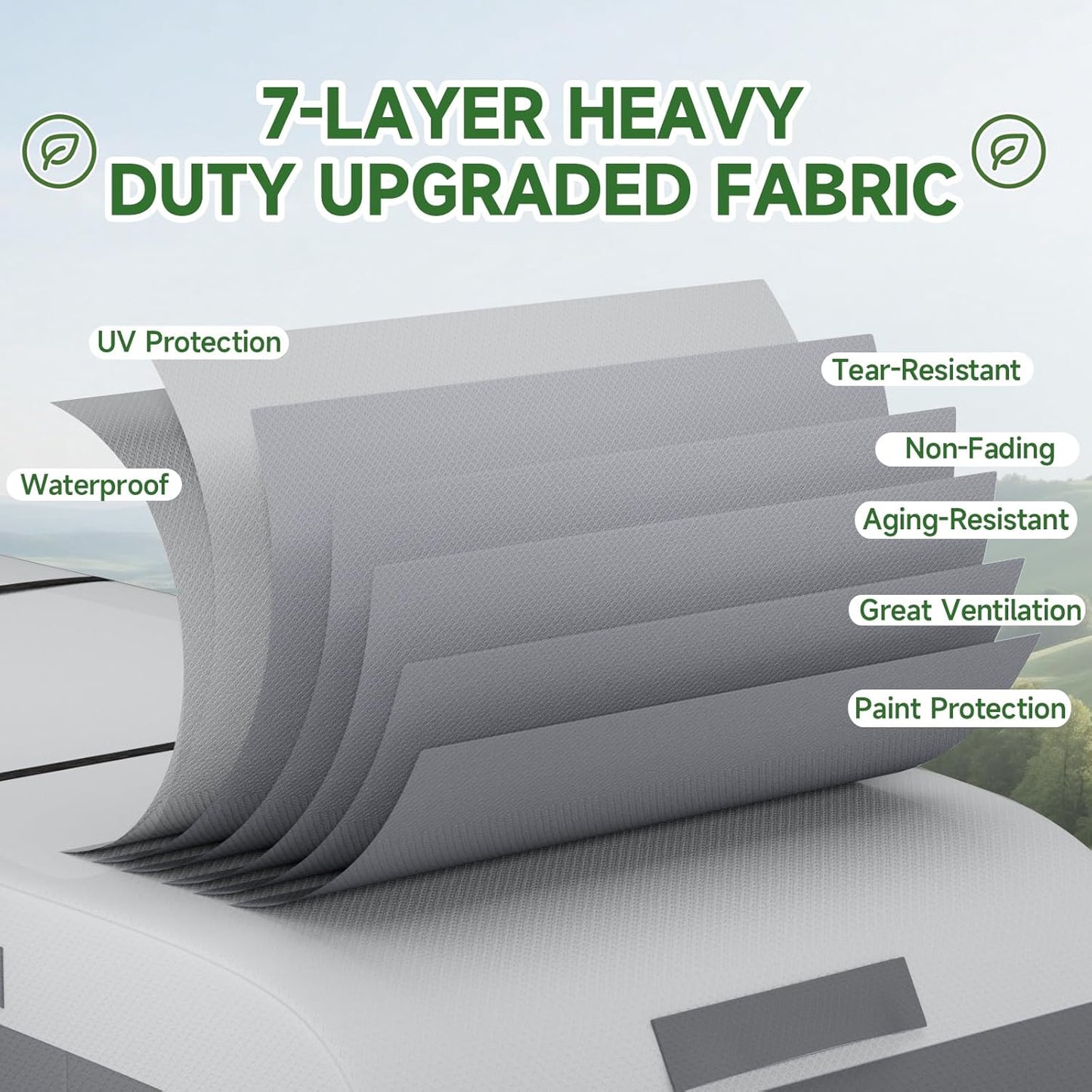 Umbrauto RV Cover Class C Upgraded 7 Layers Anti-UV Top Panel Motorhome Cover，Gray