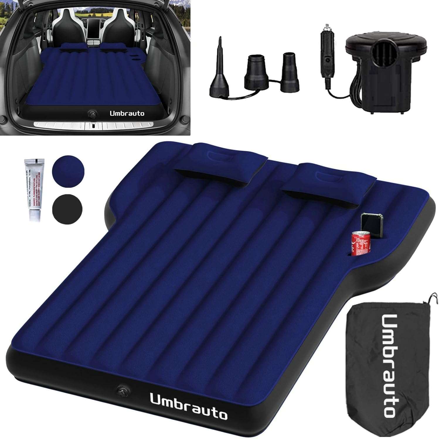 Umbrauto Tesla Y Car Camping SUV Thicken Air Mattress Blue