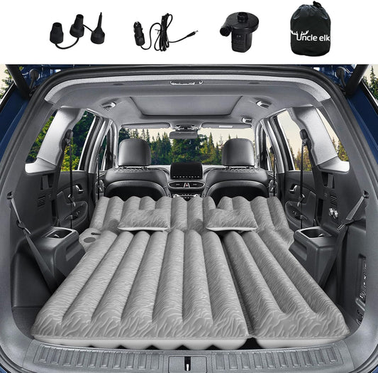 SUV Air Mattress: Inflatable Car Air Mattress for Camping, Flocking Car Bed with Air Pump & 2 Pillows, Portable Sleeping Pad Mattress for Home Car Travel Camping