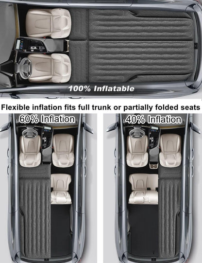 Umbrauto 63in Extended SUV Mattress — Quick Inflate, Includes Pump & 2 Pillows,Black