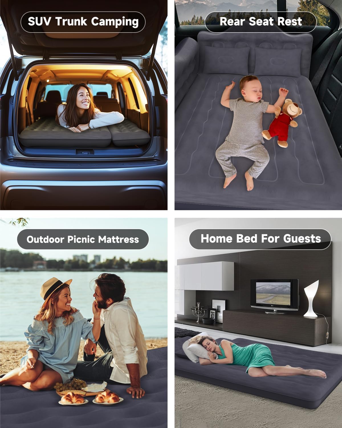 AGEMANY Matelas Voiture - Matelas Gonflable Voiture Universel pour SUV Van RV Coffre, 185x140 Lit Voitures éPaisseur 20cm Doux Et Confortable Car Mattress Air Bed pour Camping Voyage Routiers Accueil AGEMANY Matelas Voiture - Matelas Gonflable Voiture Universel pour SUV Van RV Coffre, 185x140 Lit Voitures éPaisseur 20cm Doux Et Confortable Car Mattress Air Bed pour Camping Voyage Routiers Accueil