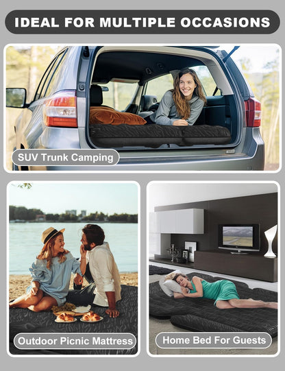 Umbrauto 63in Extended SUV Mattress — Quick Inflate, Includes Pump & 2 Pillows,Grey