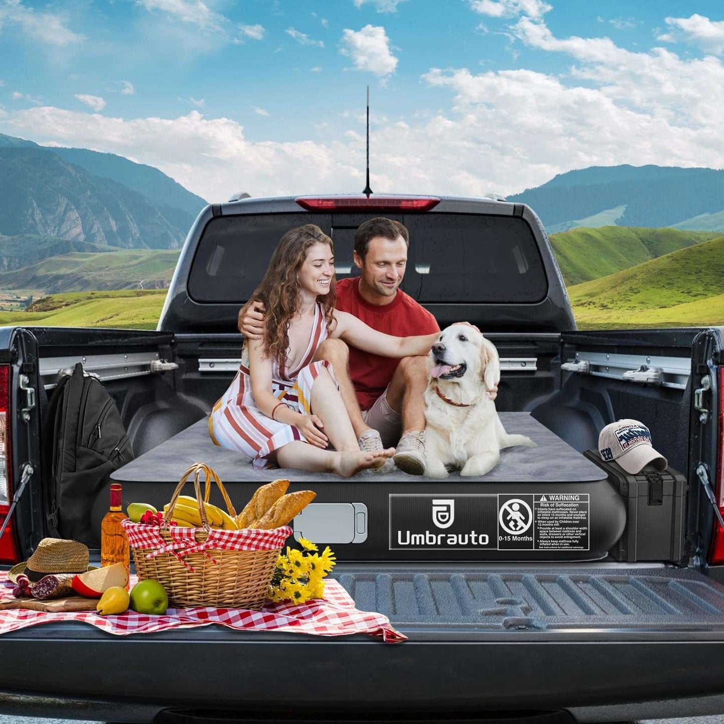 Truck Bed Air Mattress Inflatable 5.5-5.8ft Short Truck Air Mattress for Camping Umbrauto T Shape Mattress