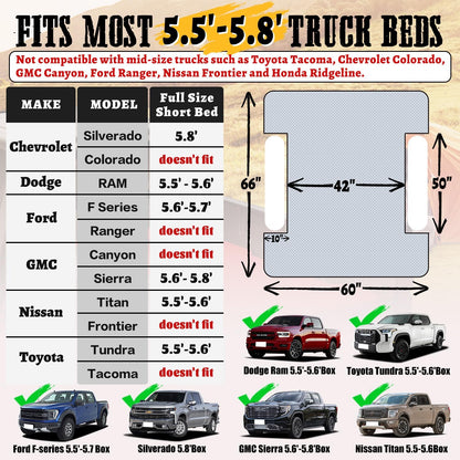Umbrauto Full Size 5.5-5.8FT Truck Bed Air Mattress 1.0，Gray