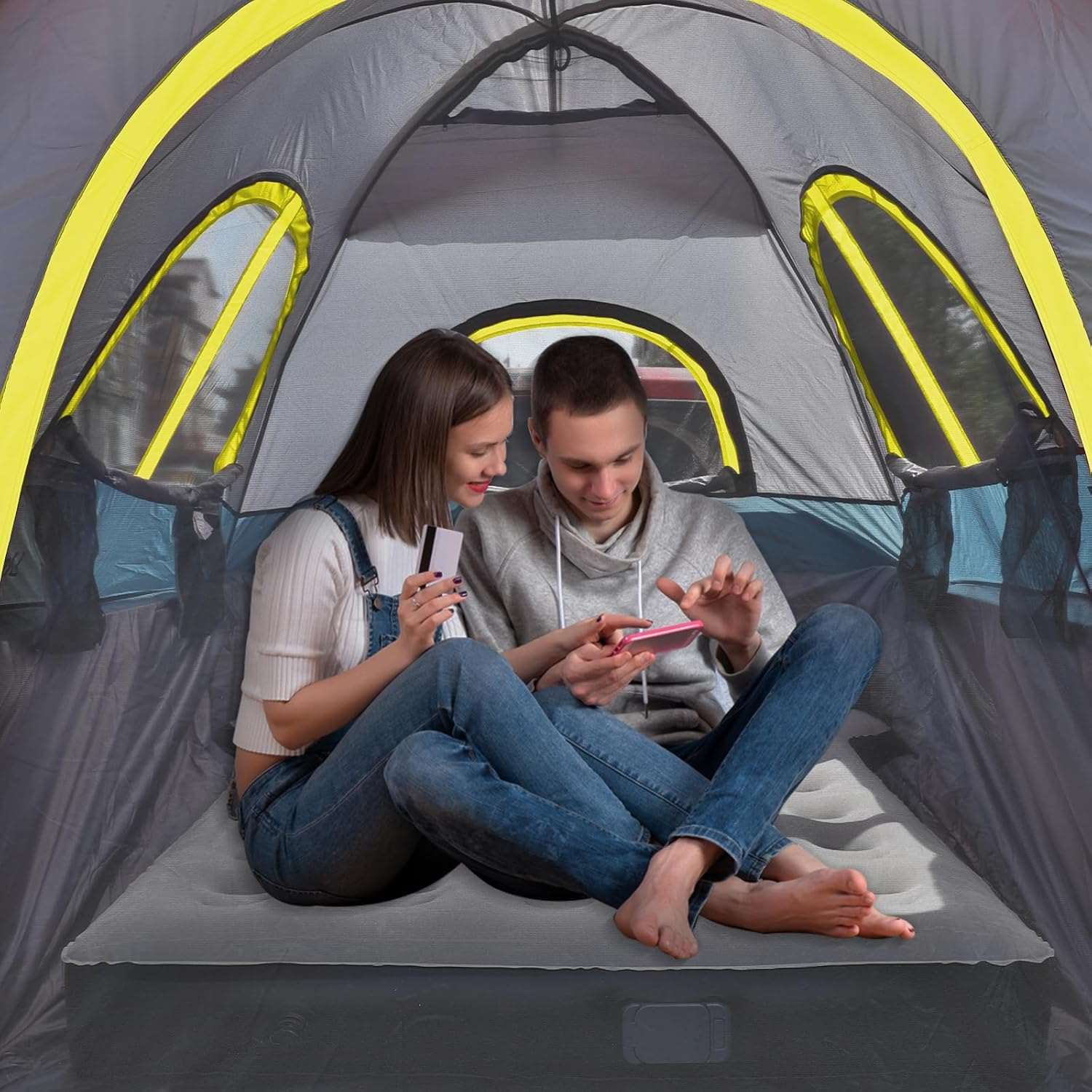 bed tent camping Umbrauto Truck Bed Tent PU3000mm Waterproof Pickup Truck Tents, Green / 5.5-5.8ft