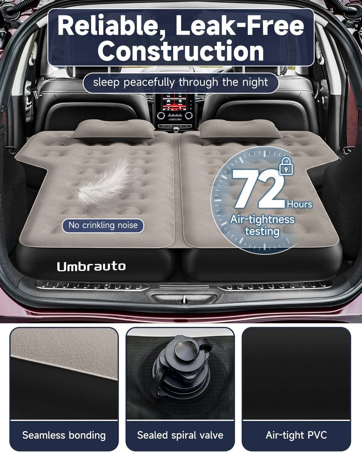 Thickened  SUV Back Trunk Air Mattress Umbrauto 3.0，Gray