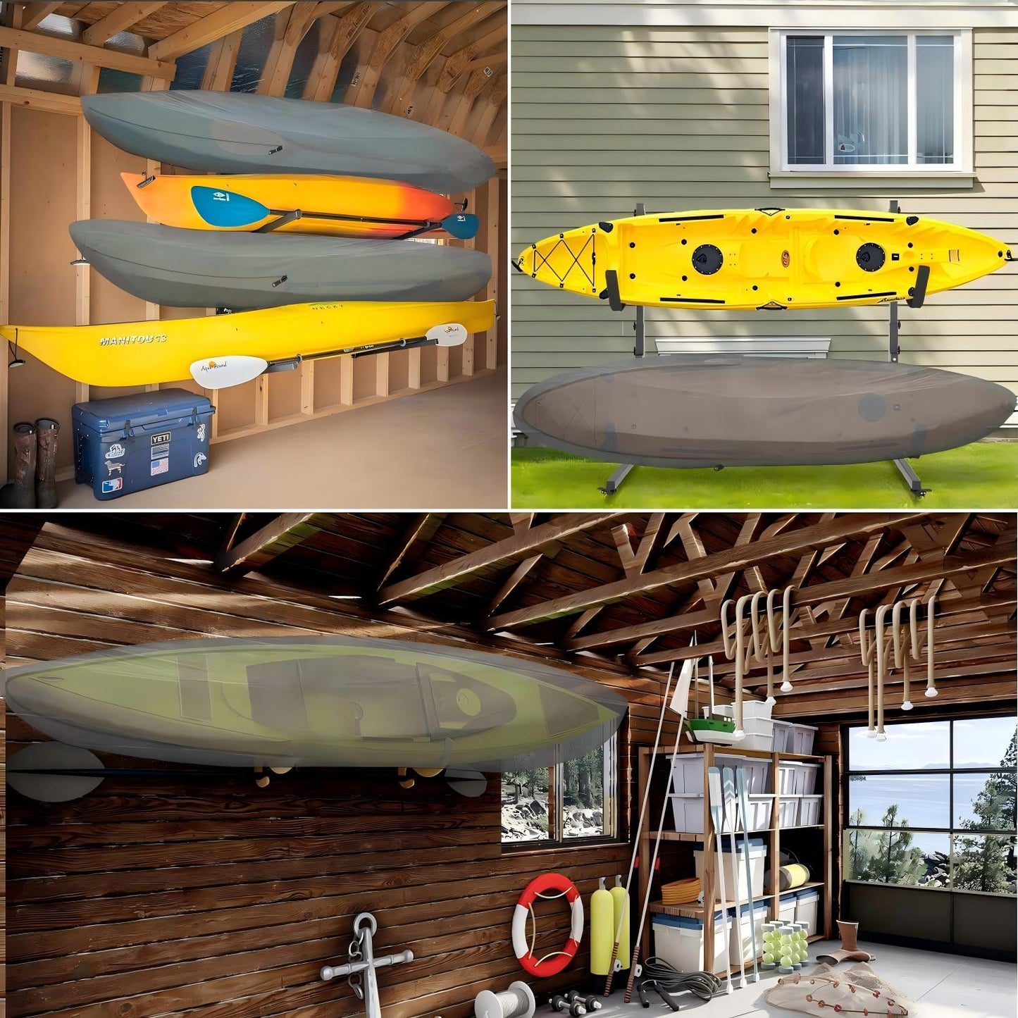 UmbrautoKayak Cover 600D, Waterproof Full Coverage Canoe Cover with Zipper, Kayak Covers for Outdoor Storage, Heavy-Duty UV Protection and Tear & Dust Resistant for  Fishing Boats & Paddle Boards
