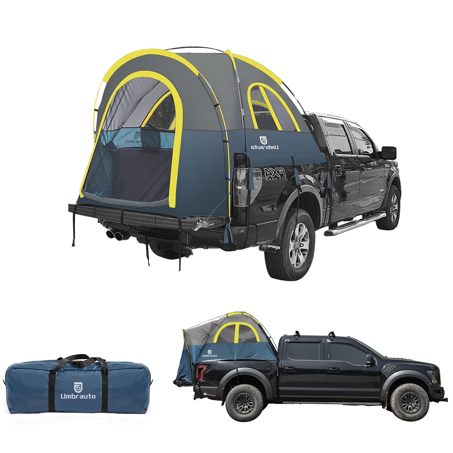 truck box tent Umbrauto Truck Bed Tent PU3000mm Waterproof Pickup Truck Tents, Yellow / 6.4-6.7ft