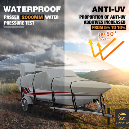 UmbrautoTrailerable Boat Cover, 600D Solution-Dyed Bass Boat Cover, 23-24 ft Heavy Duty 100% Waterproof Boat Covers Fits V-Hull Runabout Fishing Ski Pro-Style Bass Boats