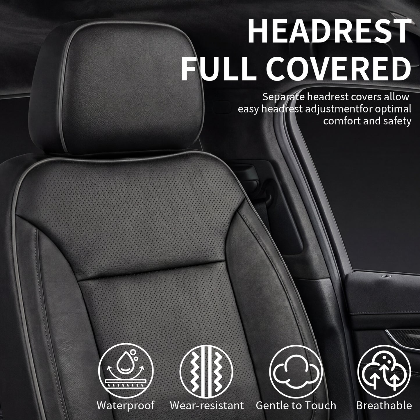 Umbrauto Custom Seat Covers for Silverado and GMC Sierra,Waterproof Nappa Leather Full Set Seatcovers for Chevy Silverado/GMC Sierra 2007-2013 & 2019-2026 1500, 2020-2026 2500HD 3500HD Crew/Double/Extended Cab