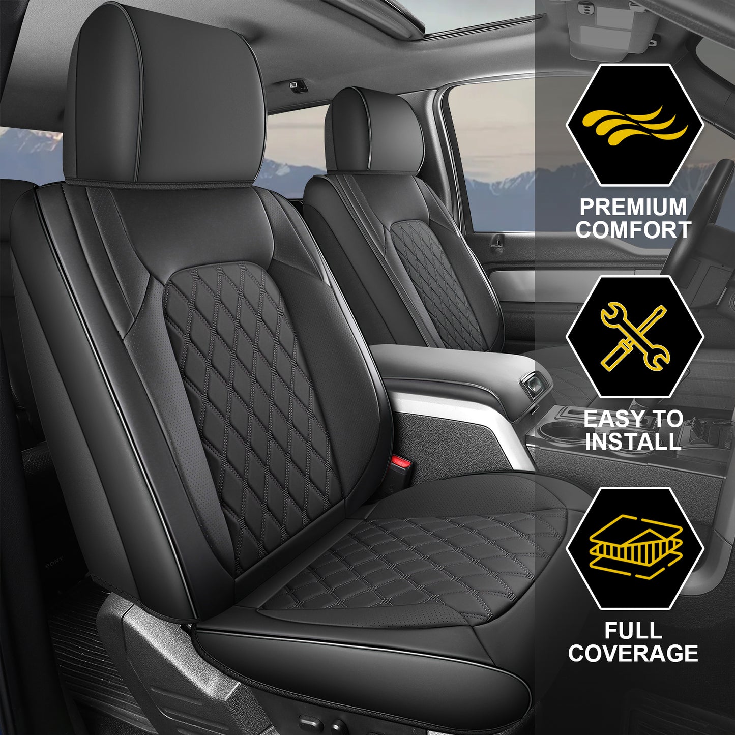 Umbrauto Truck Seat Cover for  Ford-150 Series，Black