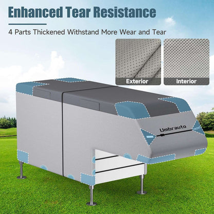 Umbrauto Truck Camper Cover 7-Layer Anti-Tear Top, RVs All Season Protection with Gutter Cover,Windproof Straps