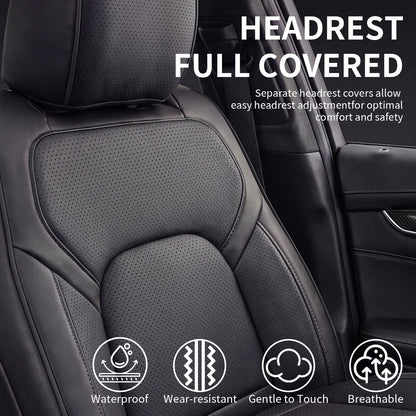 Umbrauto Car Seat Covers for Dodge RAM, Premium Nappa Waterproof Leather Seat Cushion Fits 2009-2026 RAM 1500/2500/3500 Crew Quad Mega Cab with Flat Bench,Full Set, Black