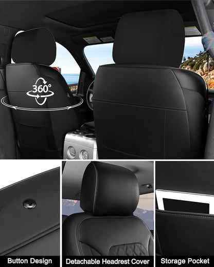 Housses de siège sur mesure Umbrauto pour Ford F150, housses de siège en cuir Nappa pour Ford F150 SuperCrew 2015-2025/ F250 F350 F450 Super Duty Crew Cab XL XLT Lariat King Ranch Platinum 2017-2025, Noir