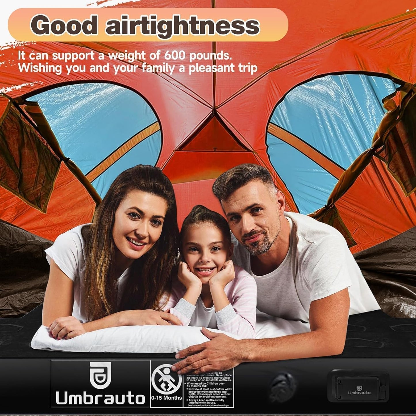 Umbrauto Built-in Pump Air Mattress for 6-6.5ft Truck Bed, Inflatable Full-Size Pickup Airbed for Ford F150/250/350, Chevy Silverado, GMC Sierra, Dodge Ram, Toyota Tundra, Nissan Titan Outdoor Camping