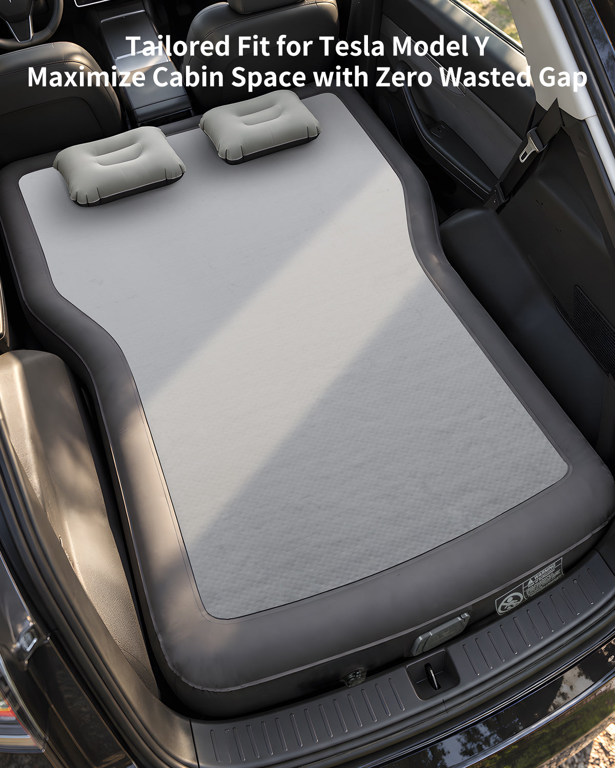 Umbrauto Custom Fit Air Mattress for Tesla Model Y/Juniper, 2026 Upgraded Drop-Stitch Tech with Built-in Pump Inflatable Camping Bed for Back Trunk, Soft Flocking Surface+Reinforced Bottom