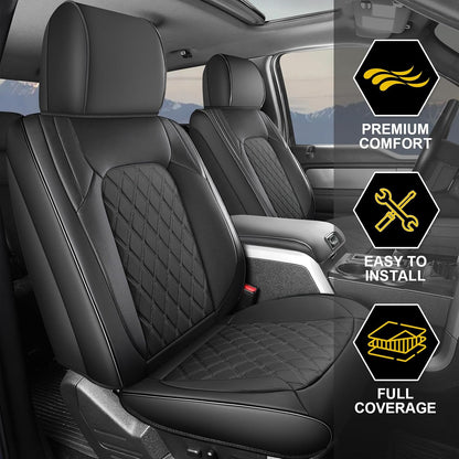 Umbrauto Front Seat Covers for Chevy Silverado/GMC Sierra 1500 2007-2026,Nappa Leather Seatcovers, 3D Laser-Scanned Custom Fit for 2500/3500HD 2007-2026, Waterproof, Full Coverage, Airbag Compatible,Black