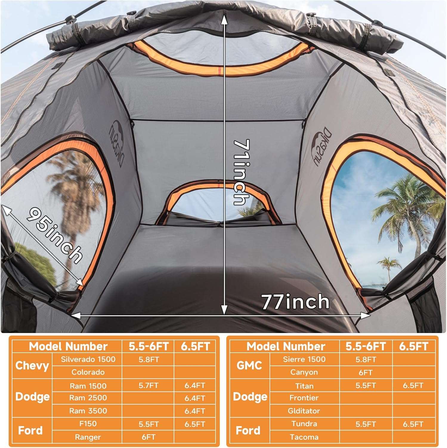 fast tent setup Umbrauto 6.4-6.7FT Truck Bed Tent for 2 Person