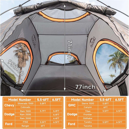 Umbrato Waterproof 5.5-6.7 ft Truck Bed Tent for Pickup Truck Tent,Grey