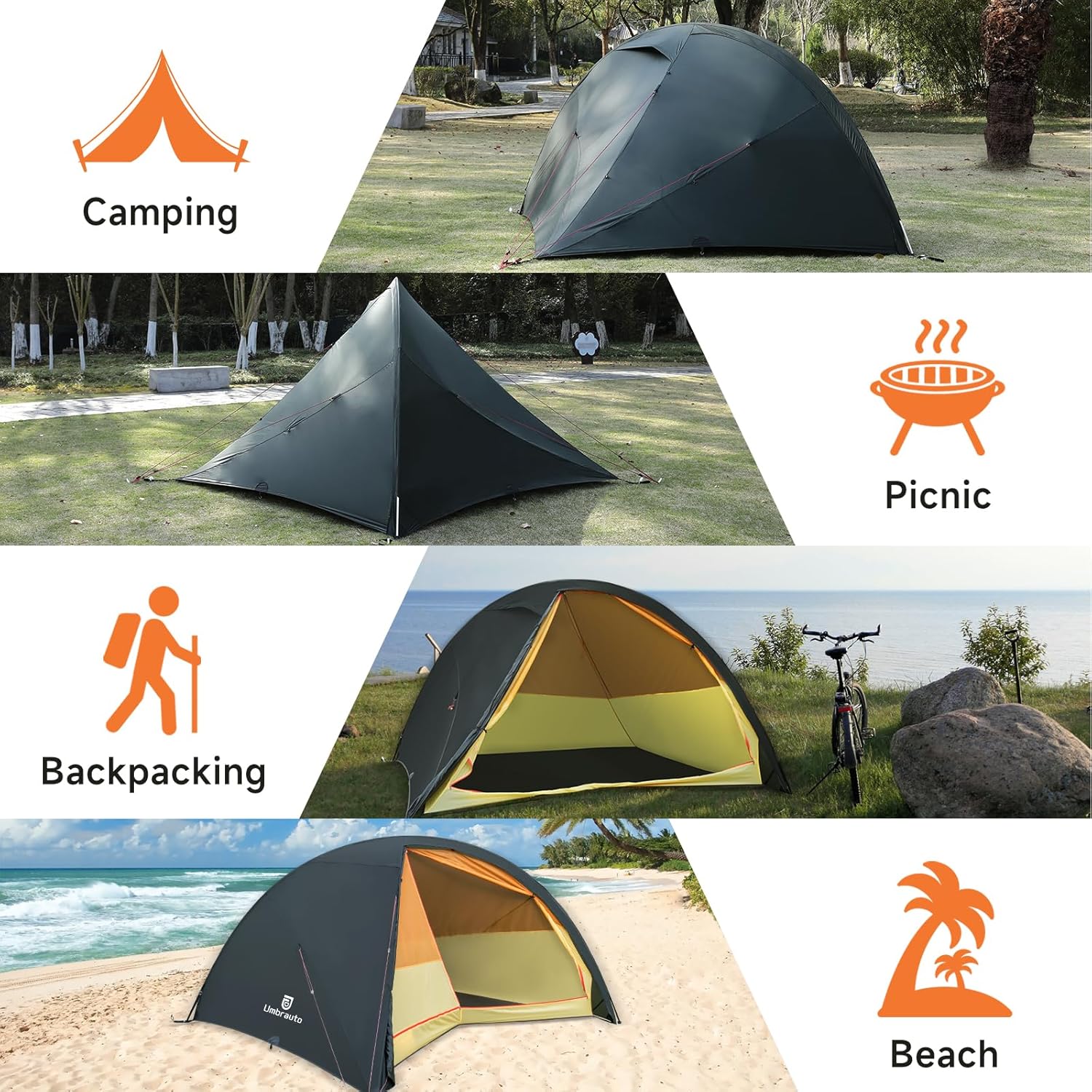ten tent Umbrauto 4 Person Ultralight Camping Tent Waterproof 3-Season Dome Tent for Hiking, Backpacking & Outdoor Adventure