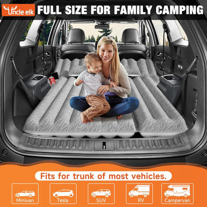 SUV Air Mattress: Inflatable Car Air Mattress for Camping, Flocking Car Bed with Air Pump & 2 Pillows, Portable Sleeping Pad Mattress for Home Car Travel Camping