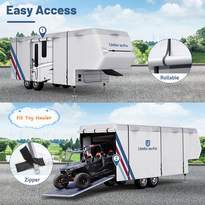 Umbrauto 5th Wheel RV Cover Upgraded 300D Waterproof Breathable Camper Covers