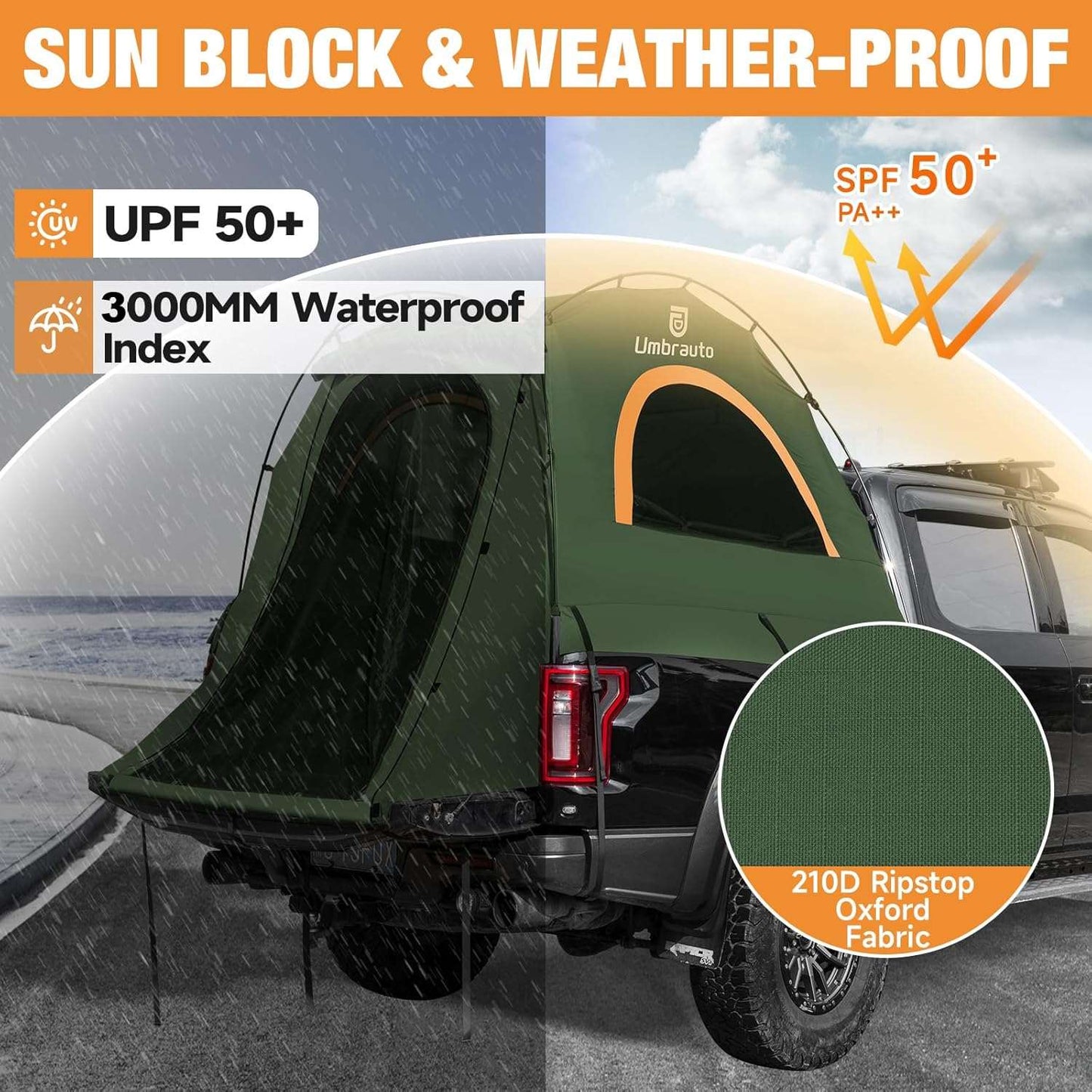 5.5-6.7ft Truck Bed Tent for Camping Waterproof Pickup Truck Tent