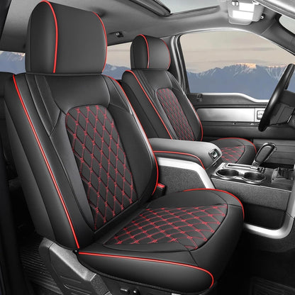Umbrauto Seat Covers for Silverado/Sierra| Waterproof Leather Pickup Truck Custom Seatcovers Full Set for Chevy Silverado GMC Sierra 2014-2018 1500, 2015-2019 2500HD 3500HD Crew Double Extended Cab