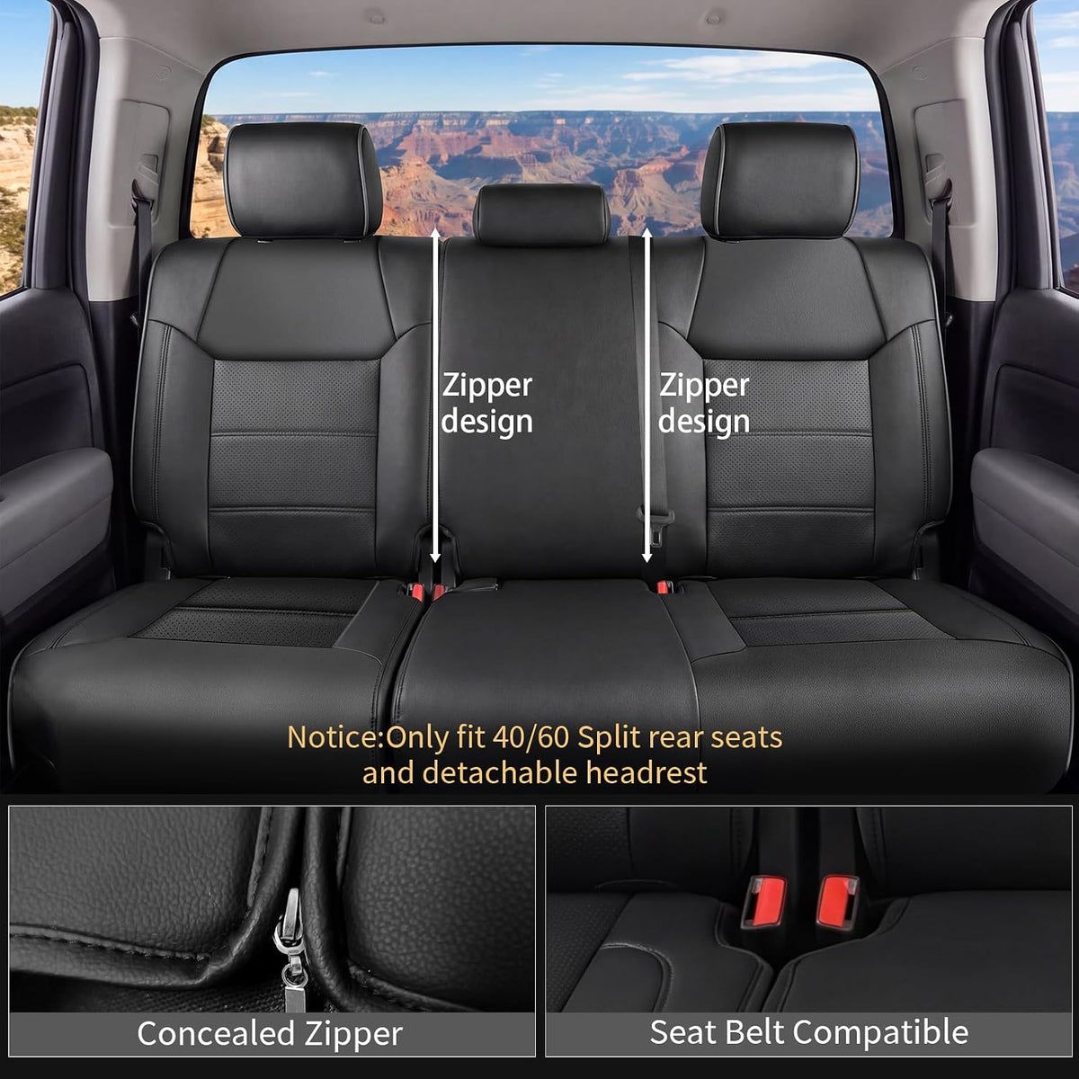 Truck Seat Covers for Toyota Tundra CrewMax Full Set Nappa Leather, 3D Laser-Scan Custom Fit, Waterproof, Easy-Clean, Full Coverage, Airbag Compatible, Pet&Scratch Protection