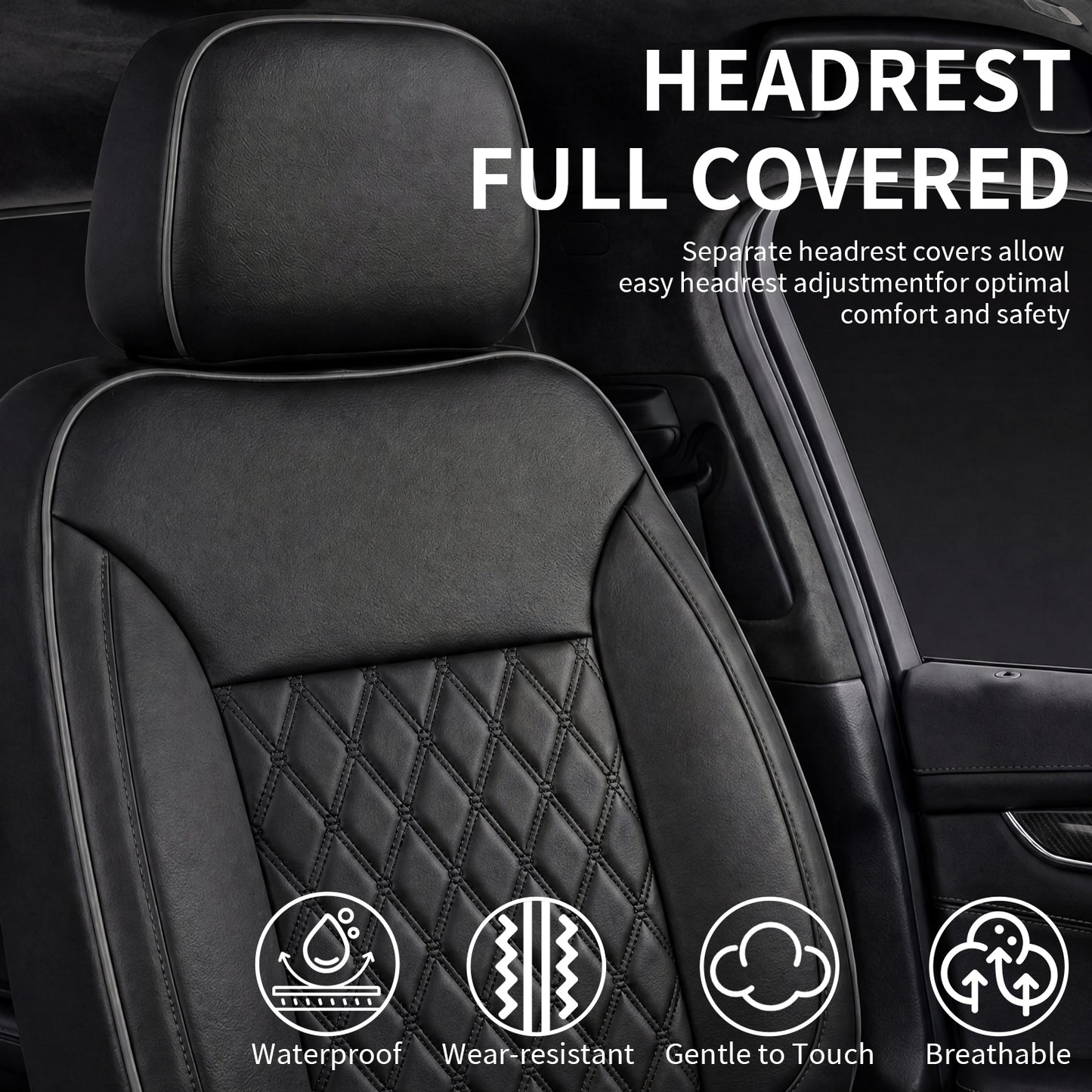 Umbrauto Custom Seat Covers for Silverado and GMC Sierra,Waterproof Nappa Leather Full Set Seatcovers for Chevy Silverado/GMC Sierra 2007-2013 & 2019-2026 1500, 2020-2026 2500HD 3500HD Crew/Double/Extended Cab